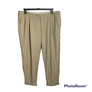 Hart Schaffer Marx Pleated Khaki Tan Cuffed Slacks Men 41 x 29